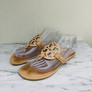 Tory Burch Miller Brown Leather Flip Flop Sandals Women’s Size 7.5